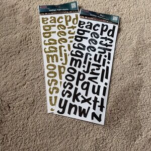 2 Packs Glitter Alphabet Stickers with Bling Black & Gold Scrapbook Craft NIP